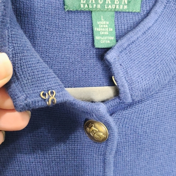 Lauren Ralph Lauren Preppy Sweater Stand Collar Cotton Sz L - Picture 7 of 11
